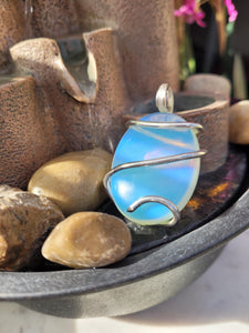 Oval Opalite Stone Pendant - Sterling Silver