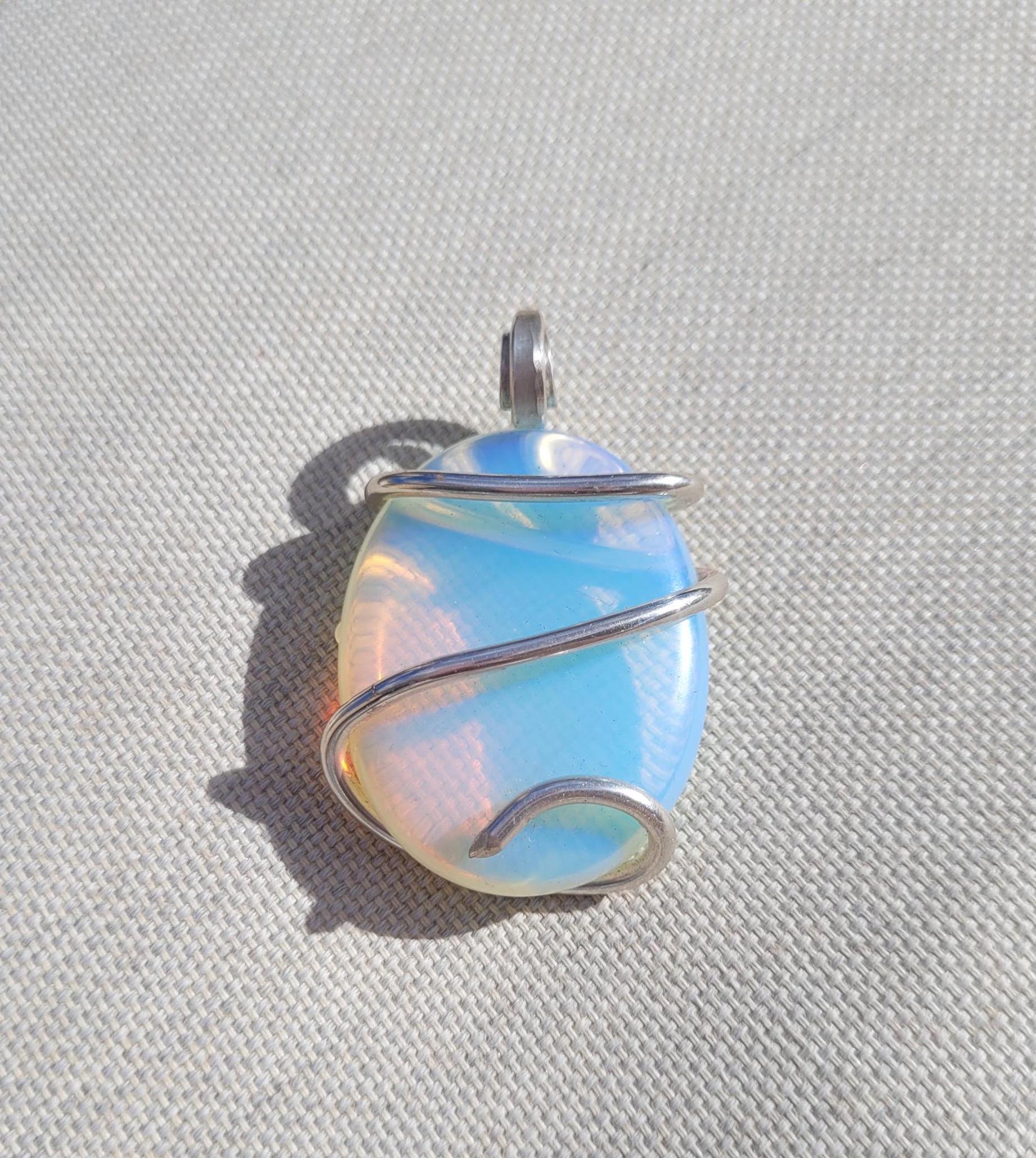 Oval Opalite Stone Pendant - Sterling Silver