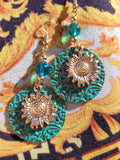 Sunflower Art Nouveau Earrings