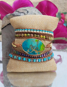 Vibrant Variscite Wrap Bracelet