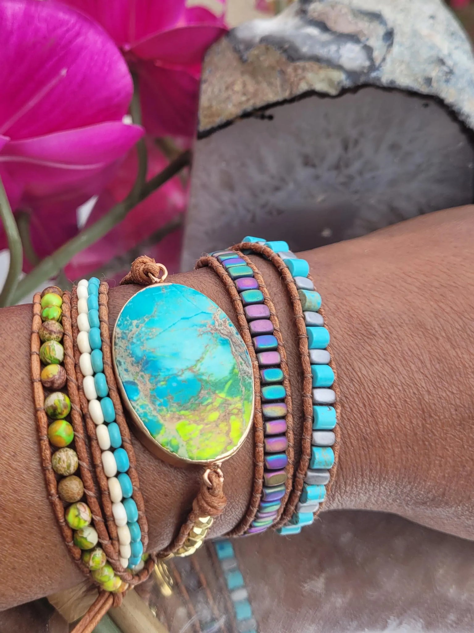 Vibrant Variscite Wrap Bracelet