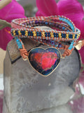 Vibrant Heart shaped Variscite Stone Wrap Bracelet