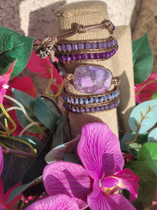 Vibrant Heart shaped Variscite Stone Wrap Bracelet