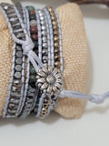 Subtle colored 5 layer wrap leather cord bracelet