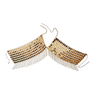 V Neck Body Chain, Silver and Gold Paillette Sequin body chain