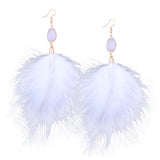 Genuine Ostrich Feather Earrings - White