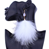 Genuine Ostrich Feather Earrings - White