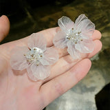 White Flower Blossom Stud Earrings