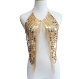 V Neck Body Chain, Silver and Gold Paillette Sequin body chain