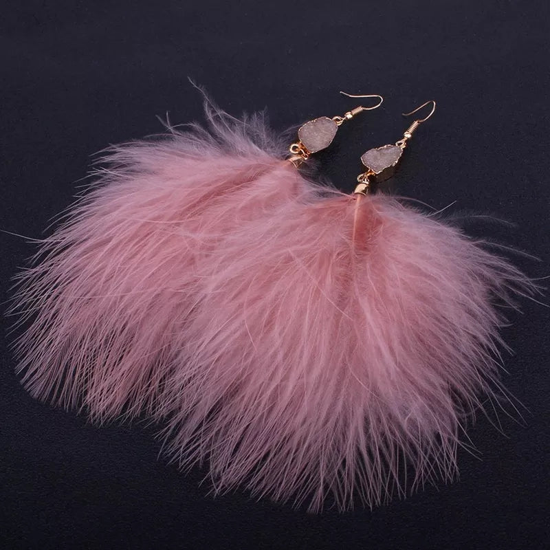 Ostrich Feather Earrings Accessories | Ostrich Feather Wedding Jewellery -  Bohemian - Aliexpress