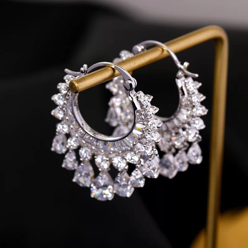 Swarovski Crystal Cocktail Bridal and Wedding Hoop Earrings