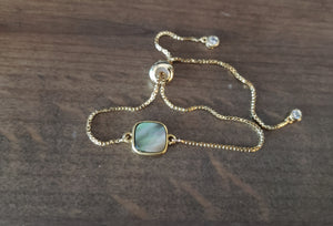 Minimalist Sparkling Drusy Adjustable Slide Clasp Bracelet