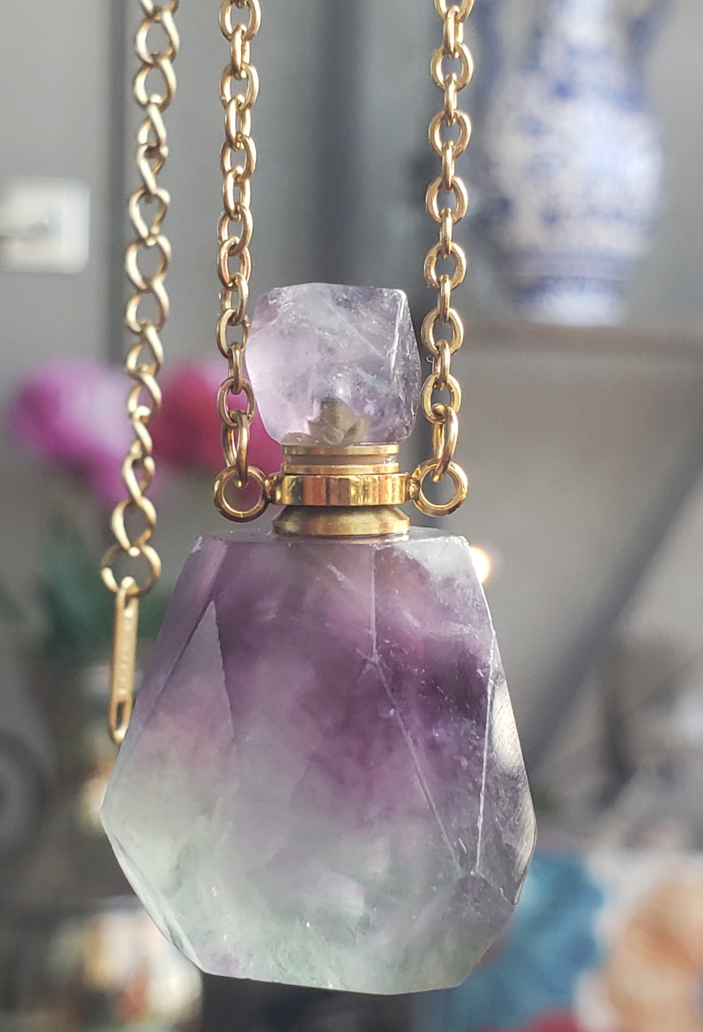 Natural Stone Perfume bottle & Essential Oil Diffuser Necklaces