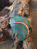 Beautiful Green Agate Copper Wrapped Natural Stone Pendant