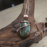 Oval Shaped Labradorite Wire Wrapped Pendant - Medium #5