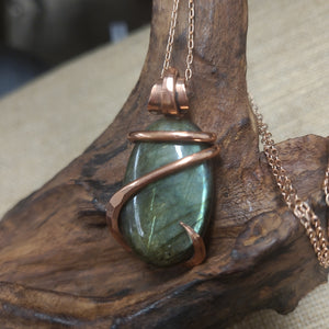 Oval Shaped Labradorite Wire Wrapped Pendant - Medium #5