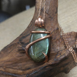 Oval Shaped Labradorite Wire Wrapped Pendant - Medium #5