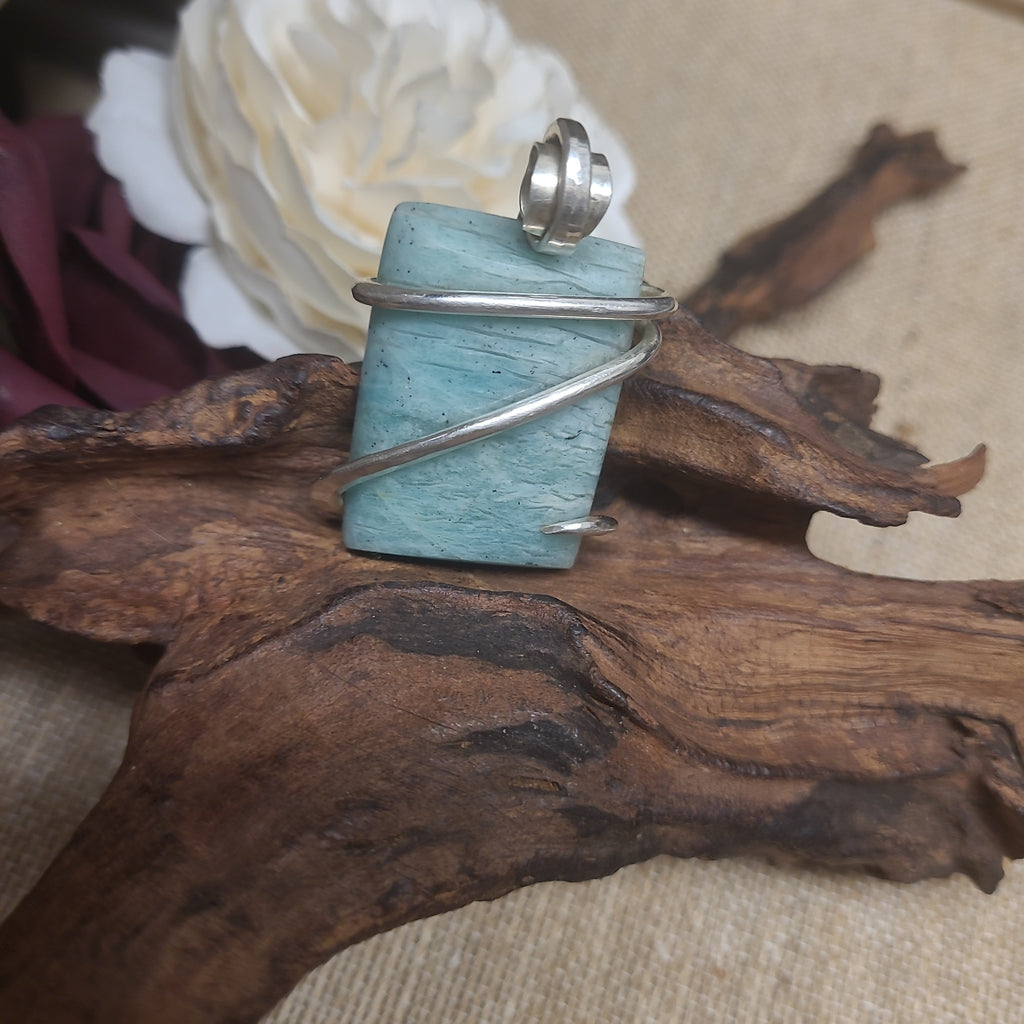 Natural Amazonite Sterling Silver Pendant