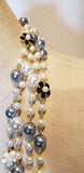 Extra Long Multi Strand Faux Pearl Statement Necklace