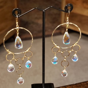 Rainbow Quartz Luxury Statement Chandelier Earrings