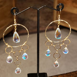 Rainbow Quartz Luxury Statement Chandelier Earrings