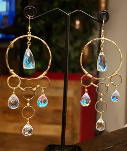 Rainbow Quartz Luxury Statement Chandelier Earrings