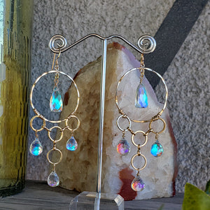 Rainbow Quartz Luxury Statement Chandelier Earrings