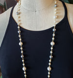 Long Mix Color faux Pearl Necklace, Extra Long Pearl Necklace