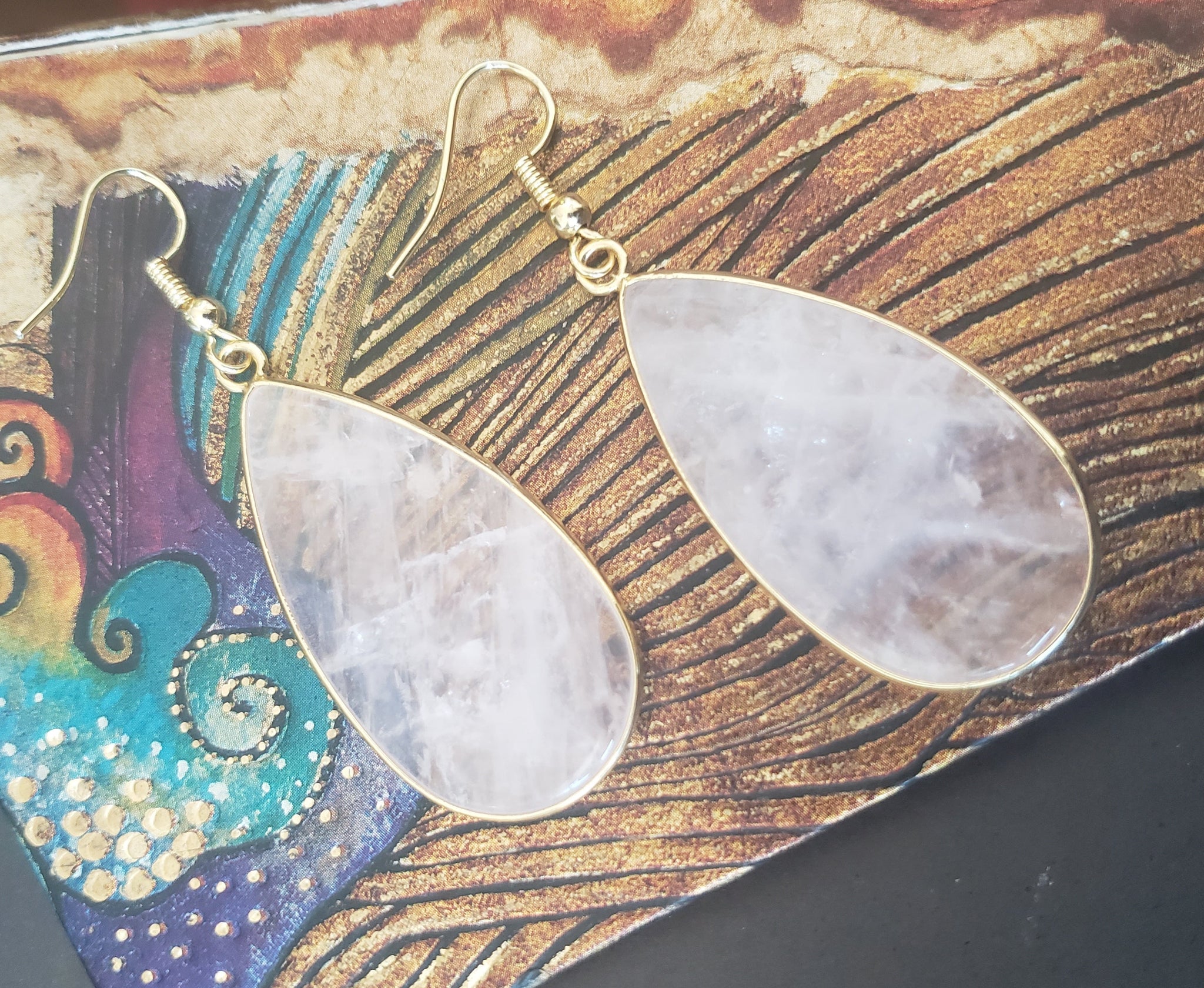Teardrop Shape Rose quartz Earrings