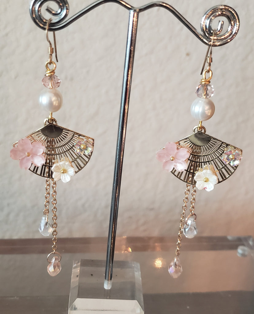 Elegant Japanese Fan Earrings, Fan Earrings Chandras Treasures