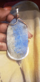 Unisex Denim Lapis Large Wire Wrap Pendant