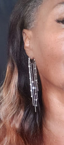 Multi-Strand Long Chain Cascading Earrings