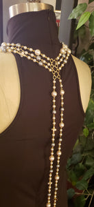 Extra Long Multi Strand Faux Pearl Statement Necklace