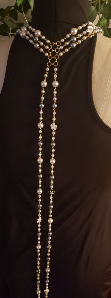 Extra Long Multi Strand Faux Pearl Statement Necklace – Chandras