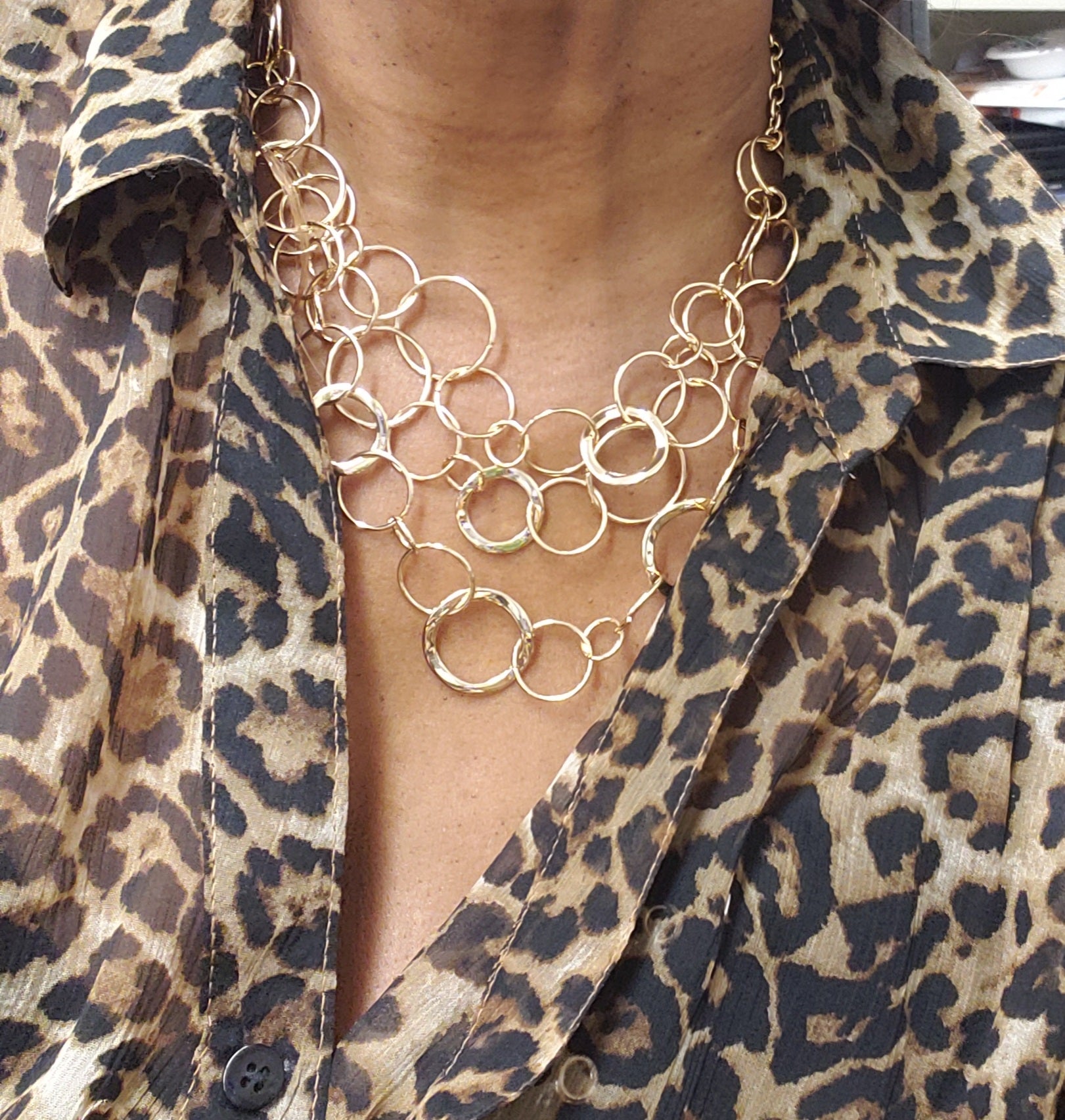 Graduated Multi Circle Chain Link Necklace