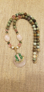Pink and Green AKA Natural Stone Necklace