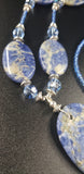 Sodalite Stone and Blue Crystal Pendant Necklace, Blue & White Stone Necklace