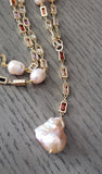 Colorful Elegant Unique Long crystal and Pearl Drop Necklace