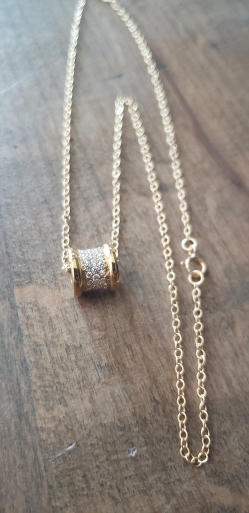 minimalist Pave Crystal Rondelle charm necklace