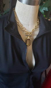Versatile Thick Chunky Gold Chain Buckle Charm Necklace