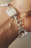 Yurmanesque Duo tone Silver and Gold Pave Crystal designer Bracelet