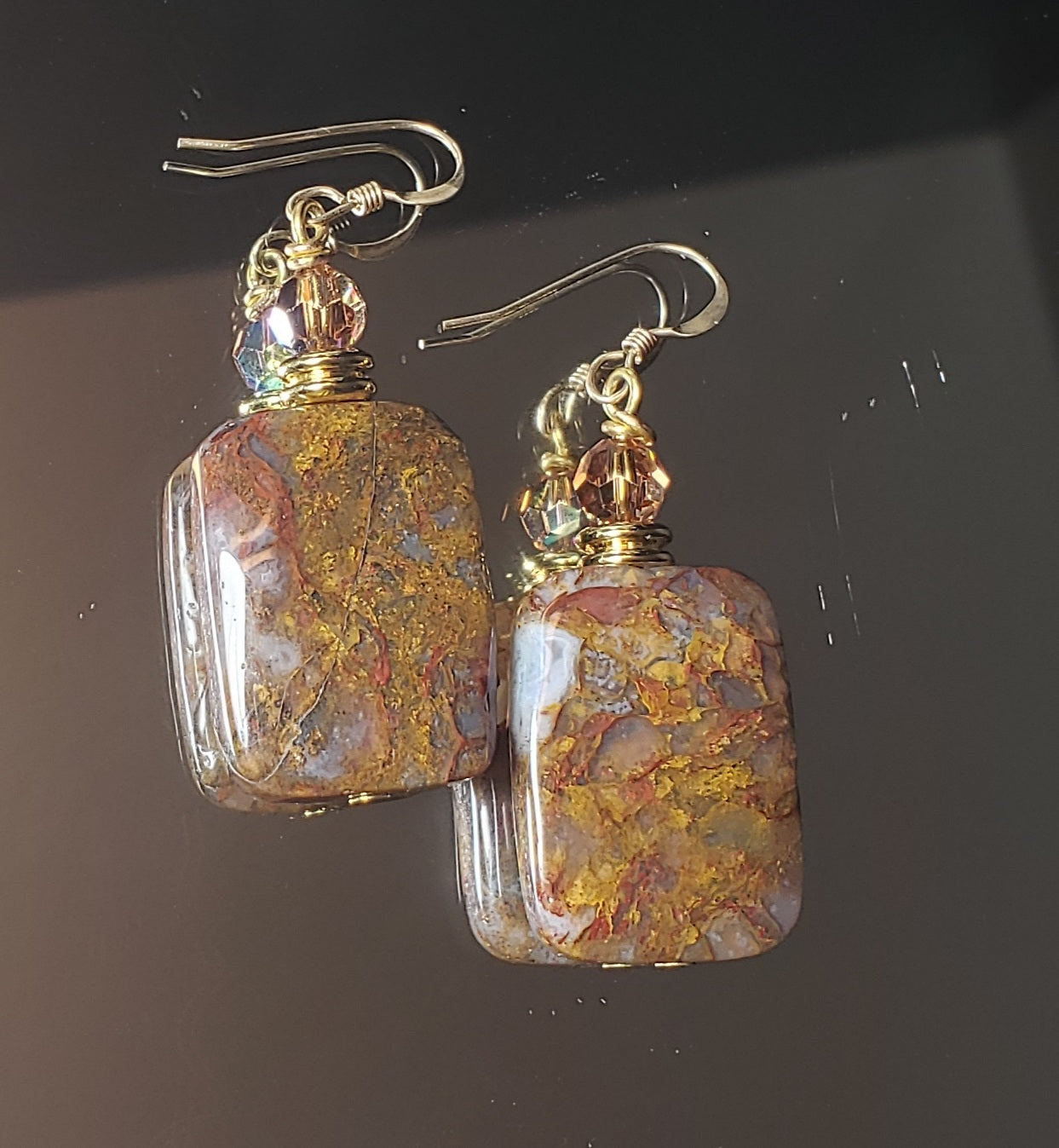 Pietersite Rectangular shape natural stone earrings