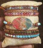 Colorful Agate Natural Stone Wrap Bracelet