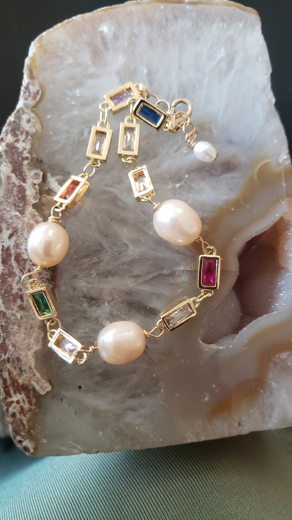 Crystal and Pearl Luxury Designer Bracelet