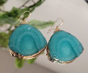 Paraiba Blue Drusy Geode Earrings