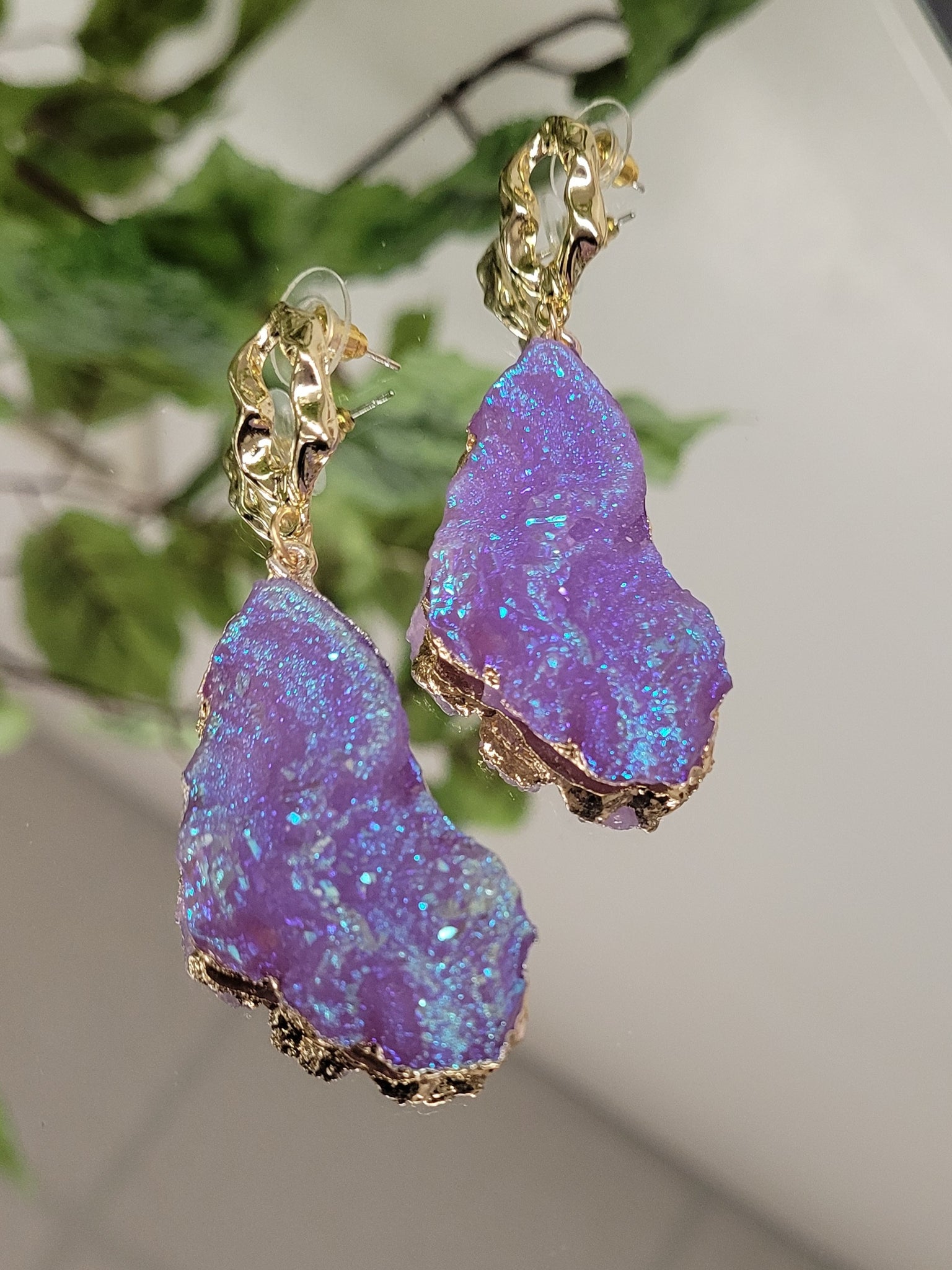 Crystal white AB Drusy Earrings