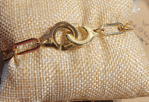 Handcuff Charm & Paper Clip Chain Bracelet