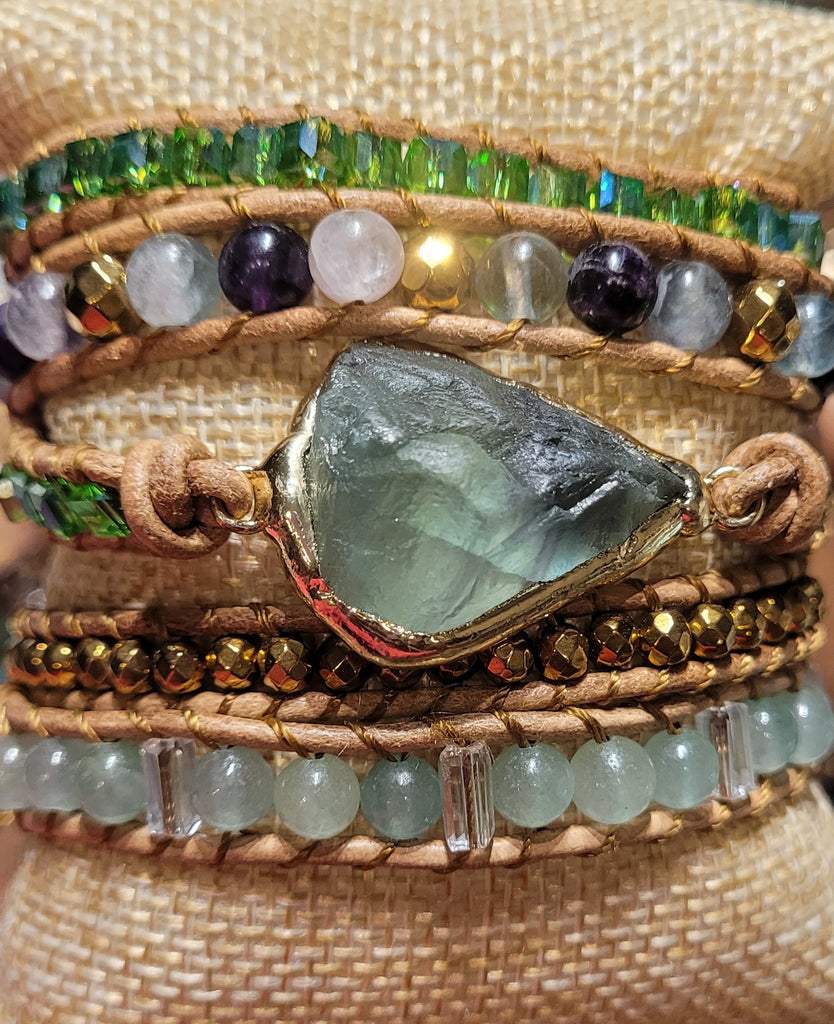 Green Fluorite Natural Stone Wrap Bracelet