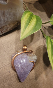 Triangular Shape Lepidolite Stone Wire Wrapped in Copper, Lepidolite Natural Stone Pendant