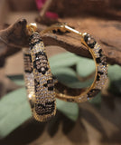 Animal Print CZ Hoop Statement Earrings, Leopard Print Earrings